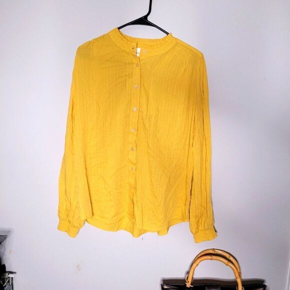 🌴100% VISCOE Dobby blouse Gold - Picture 1 of 7